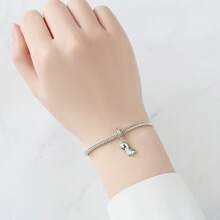PANPOKI 1 Pc S925 Sterling Silver Jewelry Fine Charm Cute Dinosaur Synthetic Zirconia Pendant Original For Bracelet Necklace DIY Fine Jewelry For Women Birthday Gifts Children's Gifts