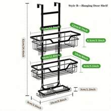CASEGRACE 1pc Shower Caddy Over Shower Head, Large Hanging Shower Caddy With 12 Hooks For Razor Sponge, Over The Shower Head Storage Rack With Soap Basket, Hanging Shower Organizer For Bathroom