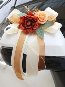1PC户外婚礼婚车后视镜装饰花椅背花装饰仿真花婚车装饰婚车带吸盘花配件森系仿真花婚纱摄影宴会派对酒店椅背花配件万圣节情人节七夕节 - 彩色 - 查看 16
