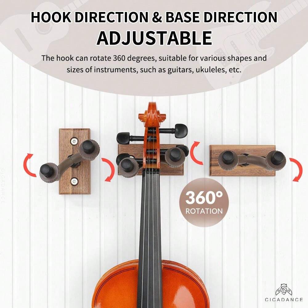 NoDrilling Wall Mount Guitars Hanger Walnut Wood NonSlip Holder