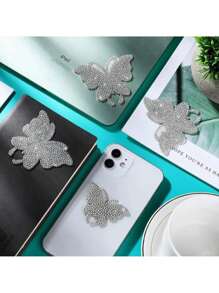 2 conjuntos de adesivos de carro em formato de borboleta brilhante - decalques de vinil com cristal de strass para mulheres e meninas, acessórios externos de carro cintilantes - Prata - Visão 7