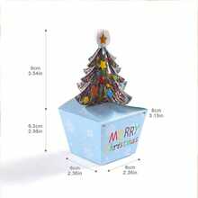 1 pieza Caja de regalo de Navidad de papel, caja con diseño de árbol de Navidad y manzana para dulces/pastel - Multicolor - Ver 2