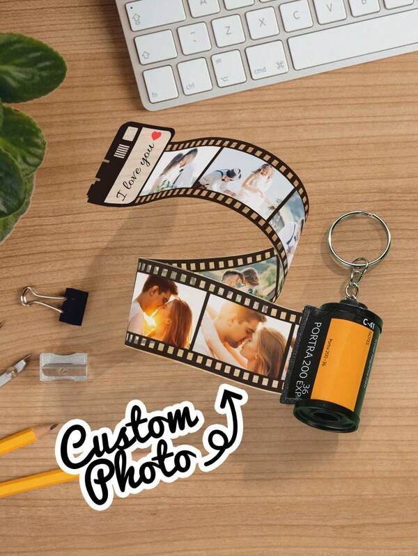 1pc Custom Film Keychain For Couples With Photo And Text Personalized Photo Keychain Film Roll Keychain Custom Camera Film Keychain Custom Keychain With Picture Custom Camera Roll Gift Camera Film Roll Keyring For Boyfriend Girlfriend Memorial Gift Family, Friends, Pets, Grandparents, Children For Graduation, For Weddings, For Christmas, For Winter, For Fall/Autumn, For Holiday Treasure Finds Personalized/Customized Keychain, Christmas Accessories