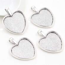 5 pièces Support de pendentif en cabochon vierge convenant à un cadre de cœur de 25 mm, accessoires de réalisation de bijoux DIY