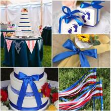 7 rollos Liston Satinado Con Doble Cara Azul Decoracion  Con 4cm 159.6m - azul real - Ver 6