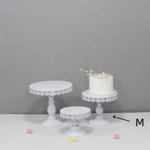 1pc Elegant Lace Decorated White Cake Stand, Metal Cake Display Set For Dessert Platter And Cupcakes, Suitable For Christmas, Birthday, Party, Wedding, Celebration - Multicolor - View 11