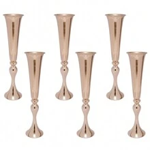 CNCEST 6 Stück Blumenständer, Metall-Trompetenvasen, Aufgeweiteter Flaschenkörper, 13 * 56.5cm, für künstlichen Blumen, Pinseln, Knospen, Girlanden und Sträußen - Gold - Übersicht 7