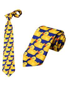 1pc Yellow Duck Hand Knit Necktie, Suitable For Street Party Men Necktie - Multicolor - View 7