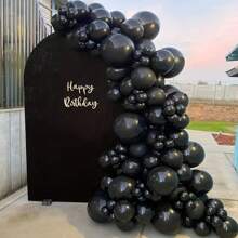 200pcs 5 Inch Black Matte Latex Balloon House Decoration Birthday Wedding Halloween Thanksgiving Party Decoration Supplies.,
