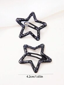 15个/套 女孩/青少年黑色星星、爱心、水滴可爱闪亮按扣发夹，刘海/侧发夹，日常使用 - 彩色 - 查看 6