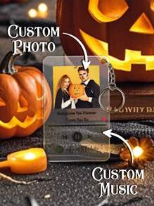 1pc Custom Photo And Music Song Code Keychain, Personalized Acrylic Music Plaque Keychain, Personalized Clear Acrylic Music Keychain Scan Code Music Song Singer Name Album Cover Custom Keyring Women Men Photo Gifts For Boyfriend Gift, Day Gift, Special Occasions Valentine's Day Gift, Gift For Him, Gift For Her, Anniversary Gift, Couples Gift. Father's Day And Mother's Day Gift