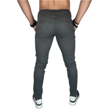 Men's Tailored Formal Sport Trousers, Slim Fit, Cotton And Elastane Twill Fabric, With Built-In Pocket - Grey - View 3