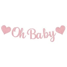 一套预穿线婴儿淋浴横幅 Oh Baby 标志玫瑰金闪光字母 | 性别揭示装饰品 | 婴儿洒水装饰品（适用于男孩女孩）| 婴儿性别揭示派对装饰用品婴儿淋浴家庭装饰礼物 - 彩色 - 查看 12