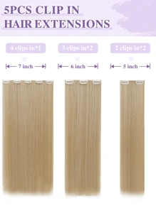 nimoki Hair Extensions  5PCS Clip In Hair Extensions 20" Long Straight Hair Extensions Natural Soft Synthetic Hairpieces For Women(Blonde)