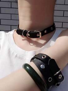 1 szt. Spersonalizowany naszyjnik choker w stylu punk rockowym z czarnej skóry dla fajnych akcesoriów imprezowych dla dziewczyn