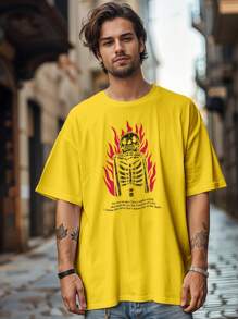 T-Shirt Skull Shirt Love Fire Cringe Rock REF 4243 FLUXO FX - 黃色 - 查看 6