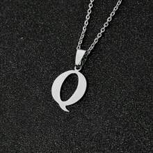 1 pieza Collar de acero inoxidable minimalista, collar con colgante de letra inicial de la A a la Z fresco para hombres, regalo perfecto para familiares y amigos, joyería de cuello para uso diario