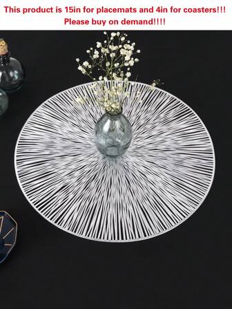 餐垫套装 1/2/4/6/8 PVC 餐垫适用于厨房餐桌室内/室外可水洗耐热餐垫可擦拭餐桌垫和杯垫适用于露营、节日、婚礼、派对