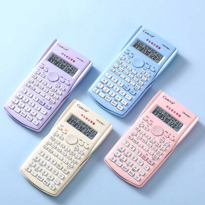 1 pieza Calculadora científica multiusos y colorida para estudiantes, calculadora de examen con doble pantalla