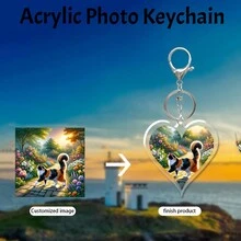 1 pieza Llavero personalizado de acrílico con forma de corazón, llavero especial de acrílico, colgante de bolso para amantes, amigos, mascotas - vistoso - Ver 3