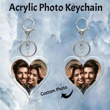 1 pieza Llavero personalizado de acrílico con forma de corazón, llavero especial de acrílico, colgante de bolso para amantes, amigos, mascotas - vistoso - Ver 2