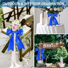 7 rollos Liston Satinado Con Doble Cara Azul Decoracion  Con 4cm 159.6m - azul real - Ver 4