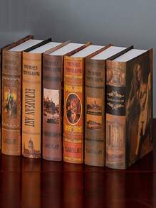 Set de 6 libros decorativos falsos con efecto bronceado estilo europeo, libros de simulación retro como accesorios fotográficos, mejor regalo para cajas y estantes