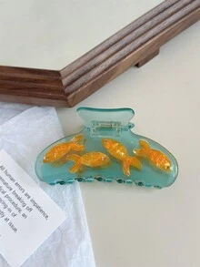 4 chiếc kẹp tóc hình con cá bằng nhựa Acetate, thiết kế hình động vật dễ thương, phụ kiện tóc thời trang - Nhiều màu - Xem 8