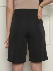 Women's Tailored Bermuda Shorts - Bermuda Shorts - Summer - Above The Knee - 黑色 - 查看 3