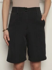 Women's Tailored Bermuda Shorts - Bermuda Shorts - Summer - Above The Knee - 黑色 - 查看 2