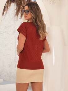 Elegant Women's Blouse Knit Bat Sleeve Modal - 紅色 - 查看 3