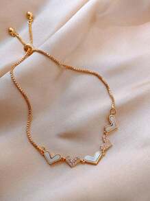 1 peça Pulseira Elástica de Strass de Cobre Minimalista, Adequada para Uso Diário e à Noite por Mulheres