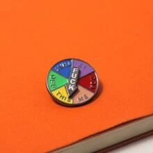 rongji jewelry Lucky Wheel Enamel Pin Brooch Rotating Arrows Interactive Mood Pins Funny Spinner Rainbow Badge For Clothing Backpack Hat Decoration