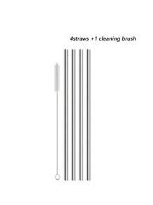 2/4/6pcs Stainless Steel Metal Drinking Straws Set With Cleaning Brush, For 40oz Tumbler Cups, Ideal For Cold Drinks & Juices, Summer, Kitchen, Christmas Gift - 銀色 - 查看 7