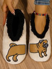Chinelos minimistas fofos para quarto feminino, sapatos térmicos internos para convidados, nova coleção de outono e inverno com design fofo e engraçado de panda e cachorro, com sola grossa antiderrapante e confortáveis para uso em casa