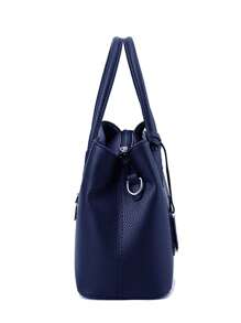 Womens Aesthetic Tote Bags Top-Handle HandBags Fashionable Shoulder Bags Medium Office Commuter Bags - 藏蓝色 - 查看 4