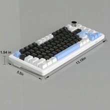 MageGere -STAR75 Mechanical Gaming Keyboard, Knob Control, 75% Compact Blue Backlit Wired Gaming Keyboard, Black Switches, EVA Silent Portable Design, Compatible With Tablets And Windows System - Black - View 6