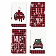 4 piezas de toallas de mano con tema navideño, disponibles en varios estilos, hechas de poliéster, con colores vivos, aptas para la decoración de la mesa de Navidad, la decoración de restaurantes navideños, Navidad - Multicolor - Ver 15