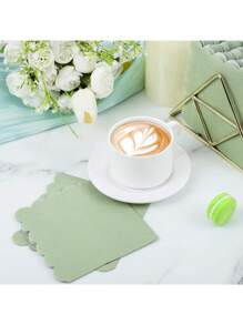 25/50/100pcs Sage Green Cocktail Napkins, Scalloped Sage Green Napkins Disposable Dessert Napkins Beverage Napkins Sage Dinner Napkins For Wedding Shower Birthday, Christmas - Sage Green - View 3