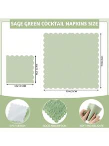 25/50/100pcs Sage Green Cocktail Napkins, Scalloped Sage Green Napkins Disposable Dessert Napkins Beverage Napkins Sage Dinner Napkins For Wedding Shower Birthday, Christmas - Sage Green - View 2