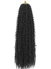 Tóc nối xoắn Boho Crochet Twist 22", Tóc tết đen tự nhiên Goddess Crochet Twist, Tóc dệt Boho Crochet xoắn sẵn - màu đen - Xem 2