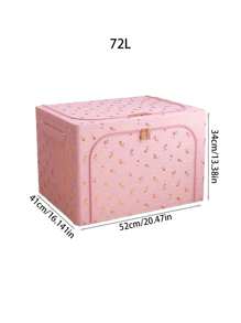 1pc Original Floral Design Folding Storage Box, Random Zipper Closure High Capacity Cloth Storage Box For Wardrobe, Living Room, Snack Storage Decorations Decor Festival Decor Room Decor Home Decor Decor Bedroom Decor Dress Pants Shoes Jeans Boots Skirtbedroom,Organizer,Organiser,Home Storage,White T Shirt Women,Black Pants Women,Ladies Winter Clothes,Dress,Winter Clothes For Ladies,Elegant Woman Dresses,White Shirt For Ladies,Long Sleeve,White Jumpsuit For Women,Spring Dresses For Women,Spring Outfits For Women,Spring,Spring Clothes,Minimalist,Summer Tops - Pink - View 15