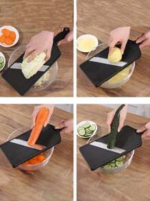 1 Set, Mandoline Food Slicer For Kitchen, Julienne Vegetables Shredders, Cabbage Slicer, Cabbage Shredders For Red Onions, Vegetable Slicer With Cleaning Brush And Hand Guard, Vegetable Cutter, Potato Slicers, Kitchen Stuffs, Kitchen Gadgets