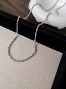 1pc S925 Sterling Silver Thick Twisted Rope Chain Necklace, Vintage Street Style Hiphop Necklace For Men, Long Necklace Suitable For Street Dance Club Wearing, Gift For Boyfriend/Husband