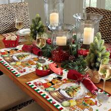 4/6 piezas Manteles individuales con temática navideña de Whoville, árbol de Navidad, manteles individuales de plástico en caja de regalo, manteles individuales para mesa con tema navideño para decoración de fiesta de Navidad en interiores y exteriores - Multicolor - Ver 5