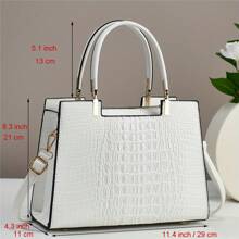 Crocodile Pattern Purses And Handbags For Women Fashion Shoulder Crossbody Tote Bags Stylish Ladies Purses - 白色 - 查看 2
