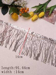 New Colorful Sequined Tassel Trim Fringed Edge DIY Stage Performance Dress Latin Dance Skirt Curtain Decor Accessory, In Stock, Width: 14cm - Multicolor - View 20