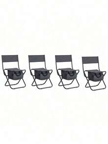 4-Piece Folding Outdoor Chair With Storage Bag, Portable Chair For Indoor, Outdoor Camping, Picnics And Fishing,Green - Xám + Thép-4 - Xem 5
