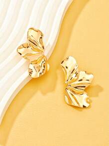 1 Pair Fashion Zinc Alloy Flower Ear Stud Earrings For Women For Daily Decoration - 金色 - 查看 8