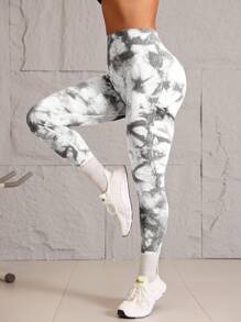 1pc Seamless High Waist Solid Color Sports Yoga Leggings - White - View 3